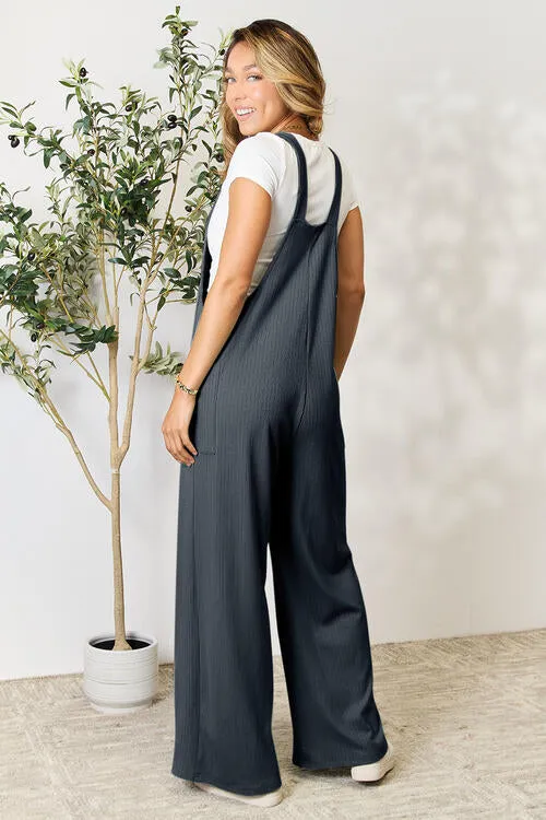 Full Size Wide Strap Overall with Pockets