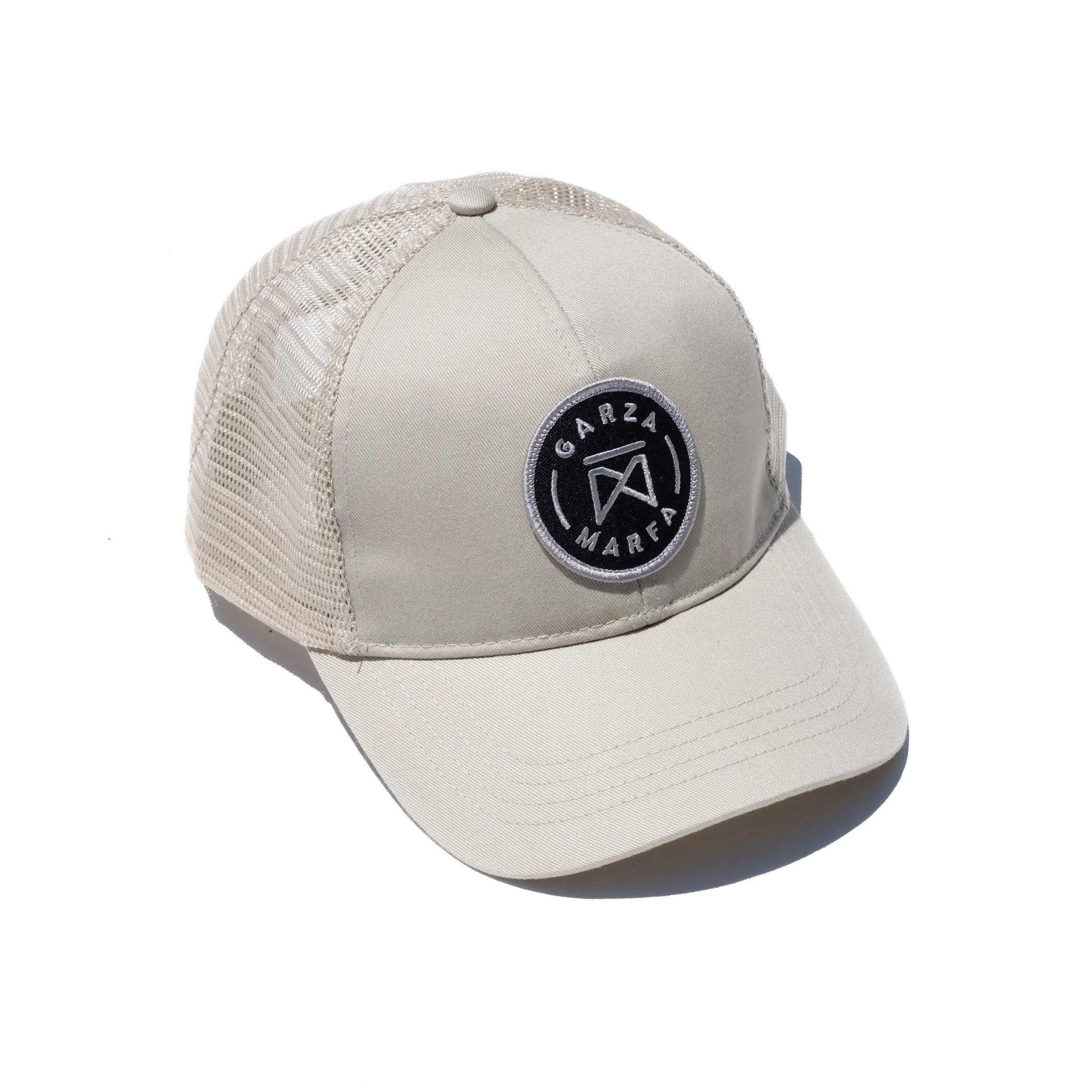 Garza Marfa Mesh Cap - Sand Cap with Grey logo.