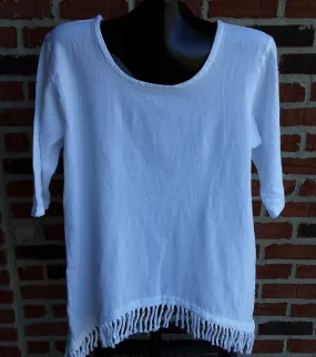 Gauze Fringe Hem Shark Bite Tunic