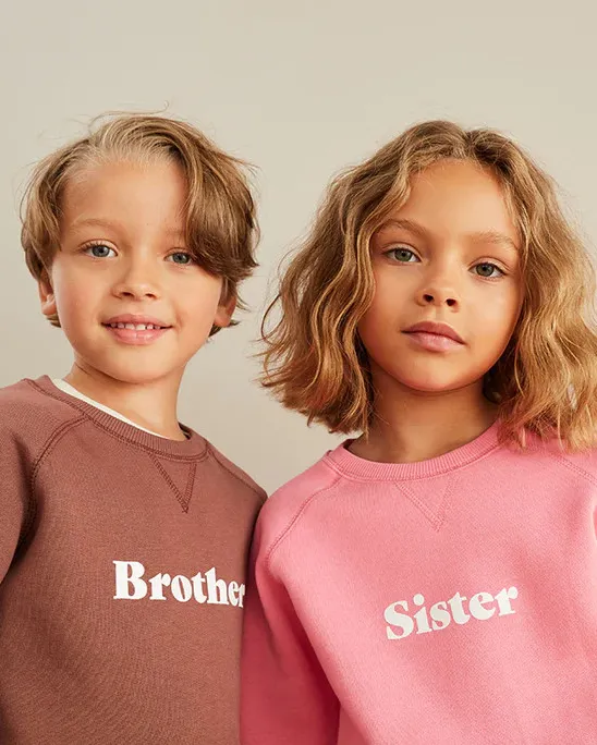 Girls Sister Sweatshirt in Hot Pink