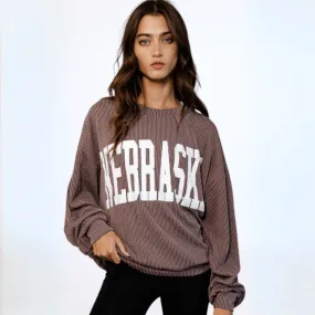 Graphic "NEBRASKA" Oversized Sweatshirt Made in USA