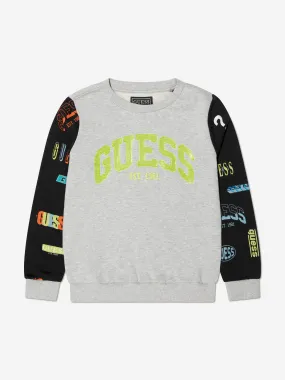 Guess Boys Flag Sleeve Logo Sweatshirt in Navy