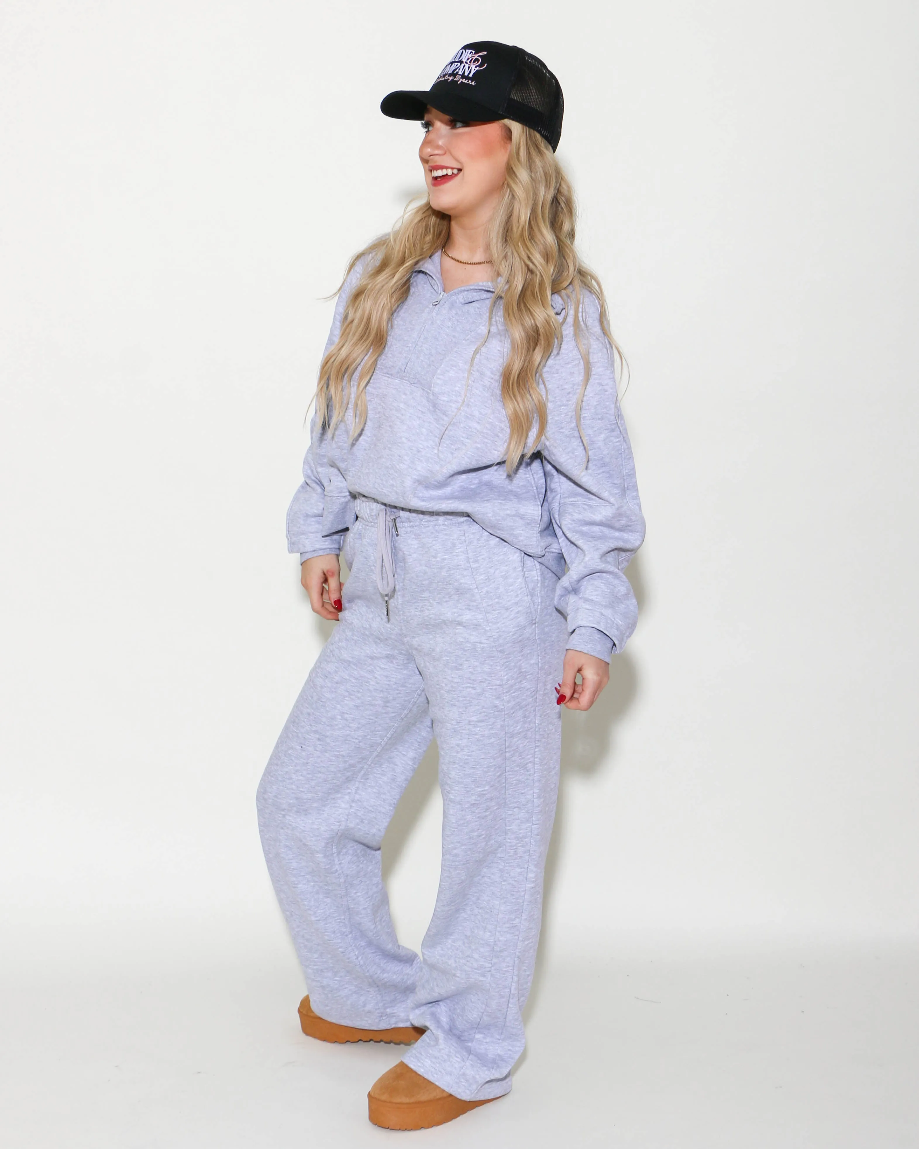 Half Zip Sweatshirt & Pants Set in Grey