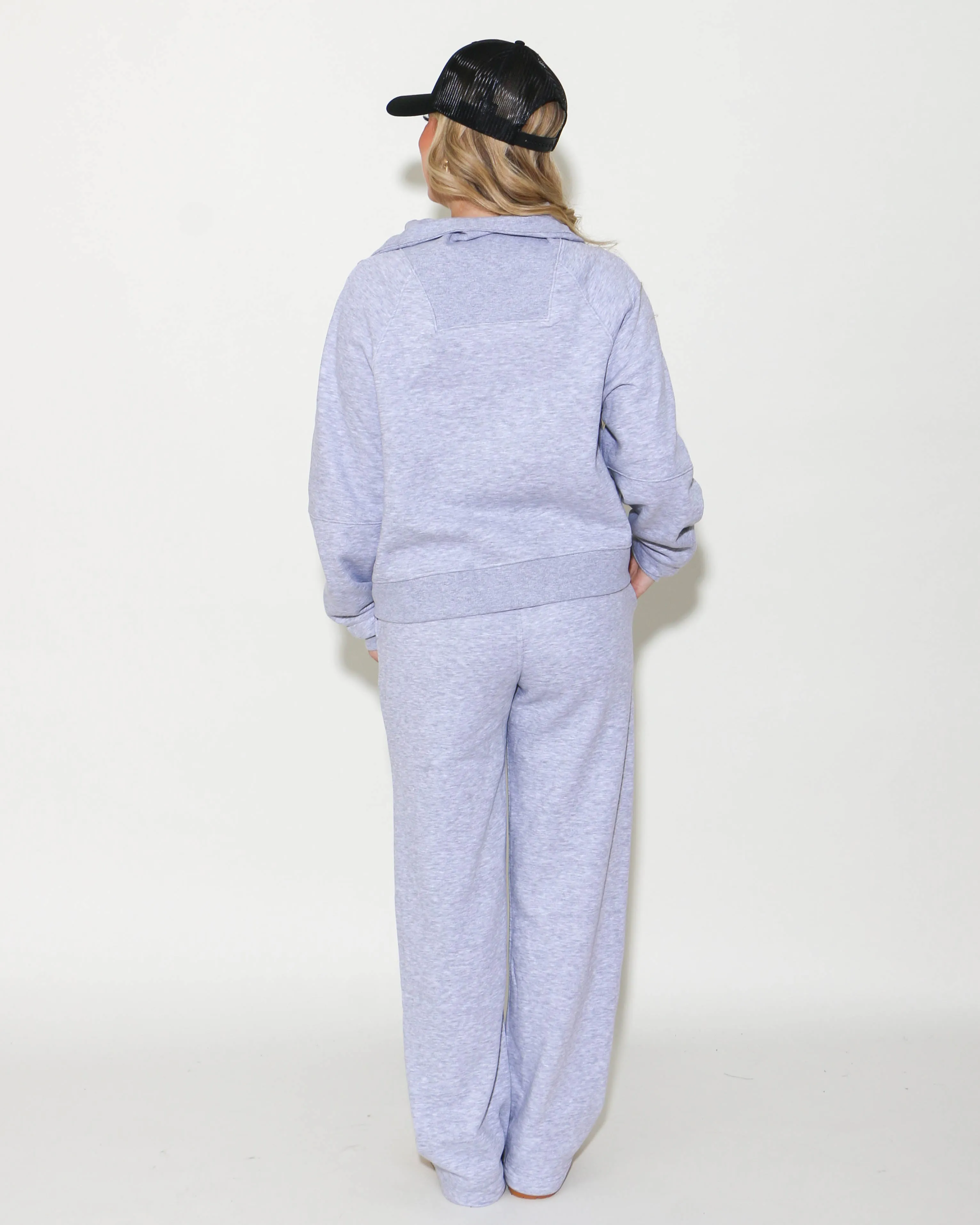 Half Zip Sweatshirt & Pants Set in Grey