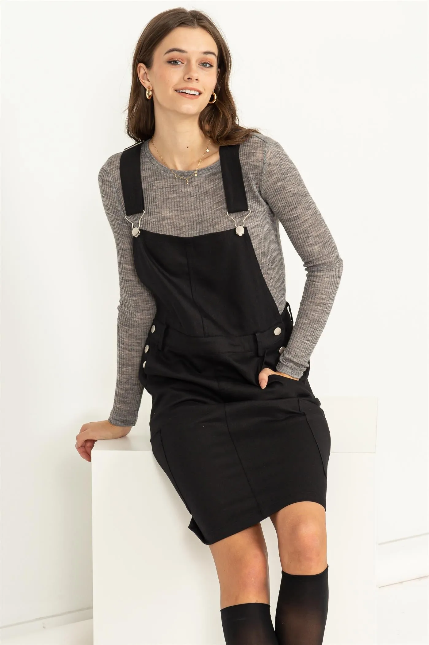 HF23F291-BUTTONED OVERALL DRESS