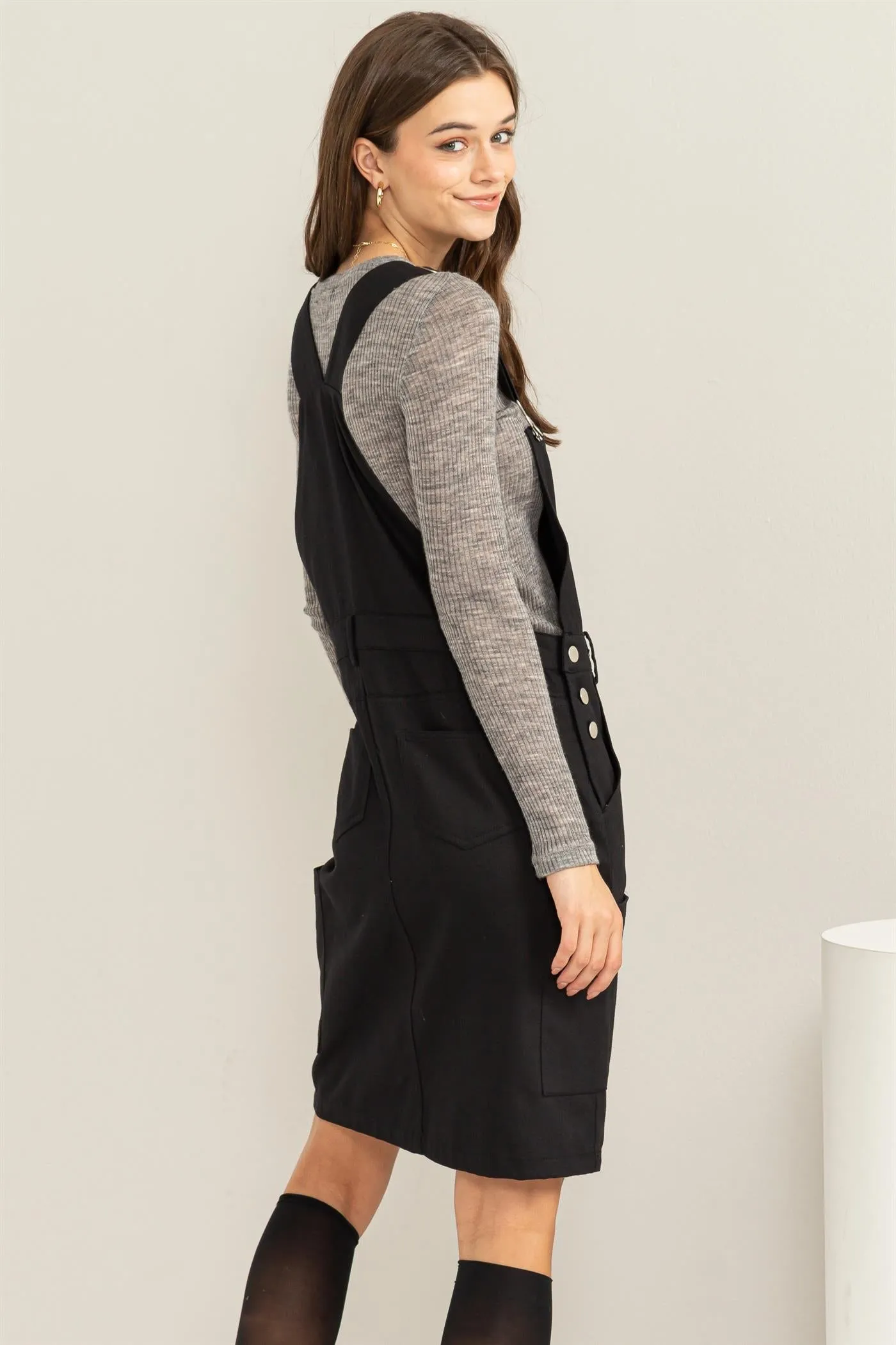 HF23F291-BUTTONED OVERALL DRESS