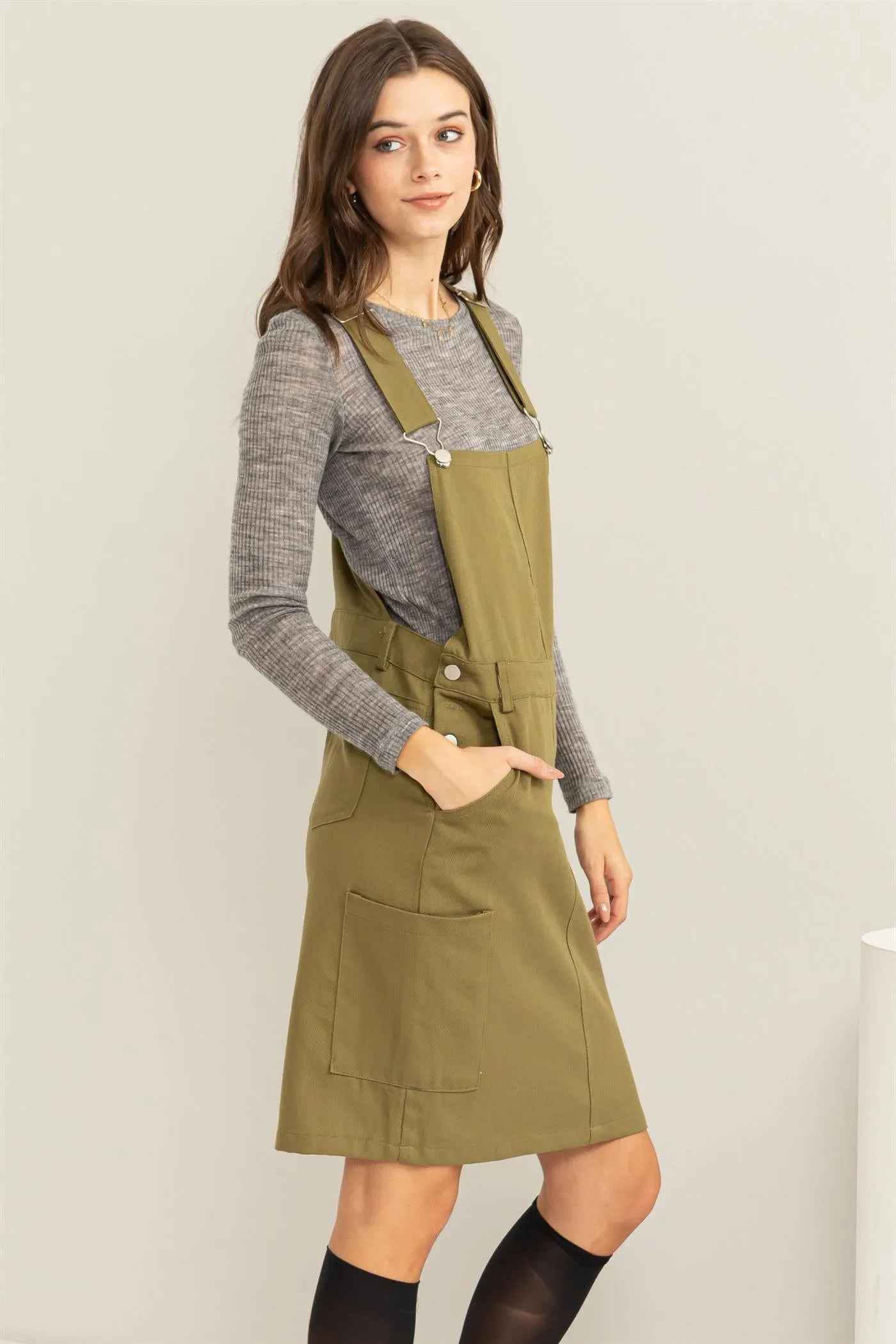 HF23F291-BUTTONED OVERALL DRESS