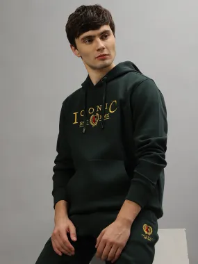 Iconic Men Embroidered Full Sleeves Hooded Sweatshirt