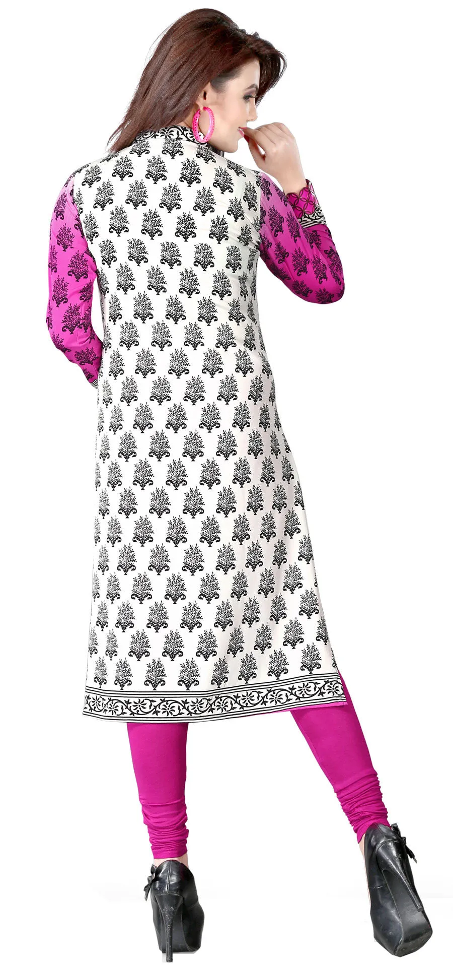 India Tunic Top Kurti Womens Printed Blouse Indian Apparel (Pink)