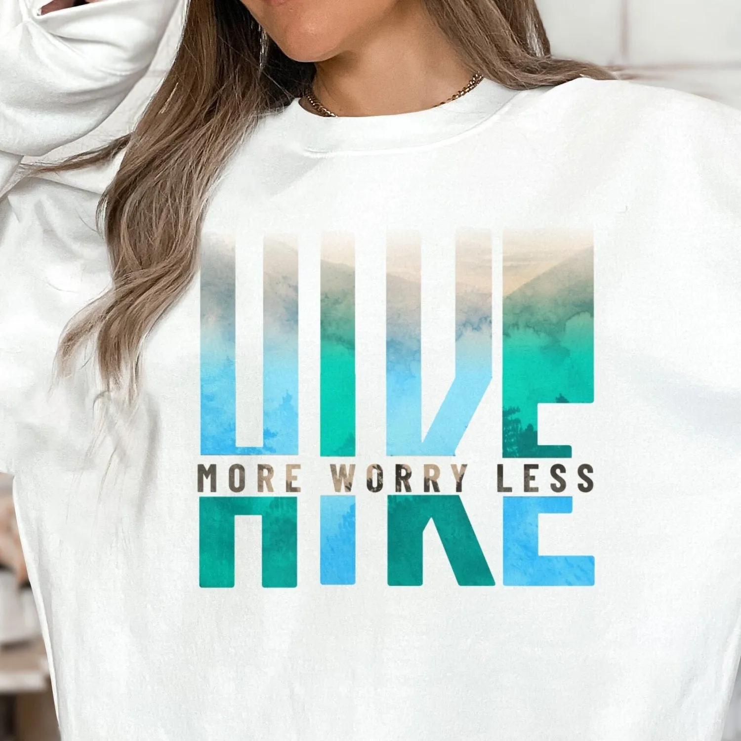 Inspirational Hiking T-Shirt, Hike More Worry Less Graphic Tee, Outdoor Adventure, Unisex Mountain Hiker Shirt