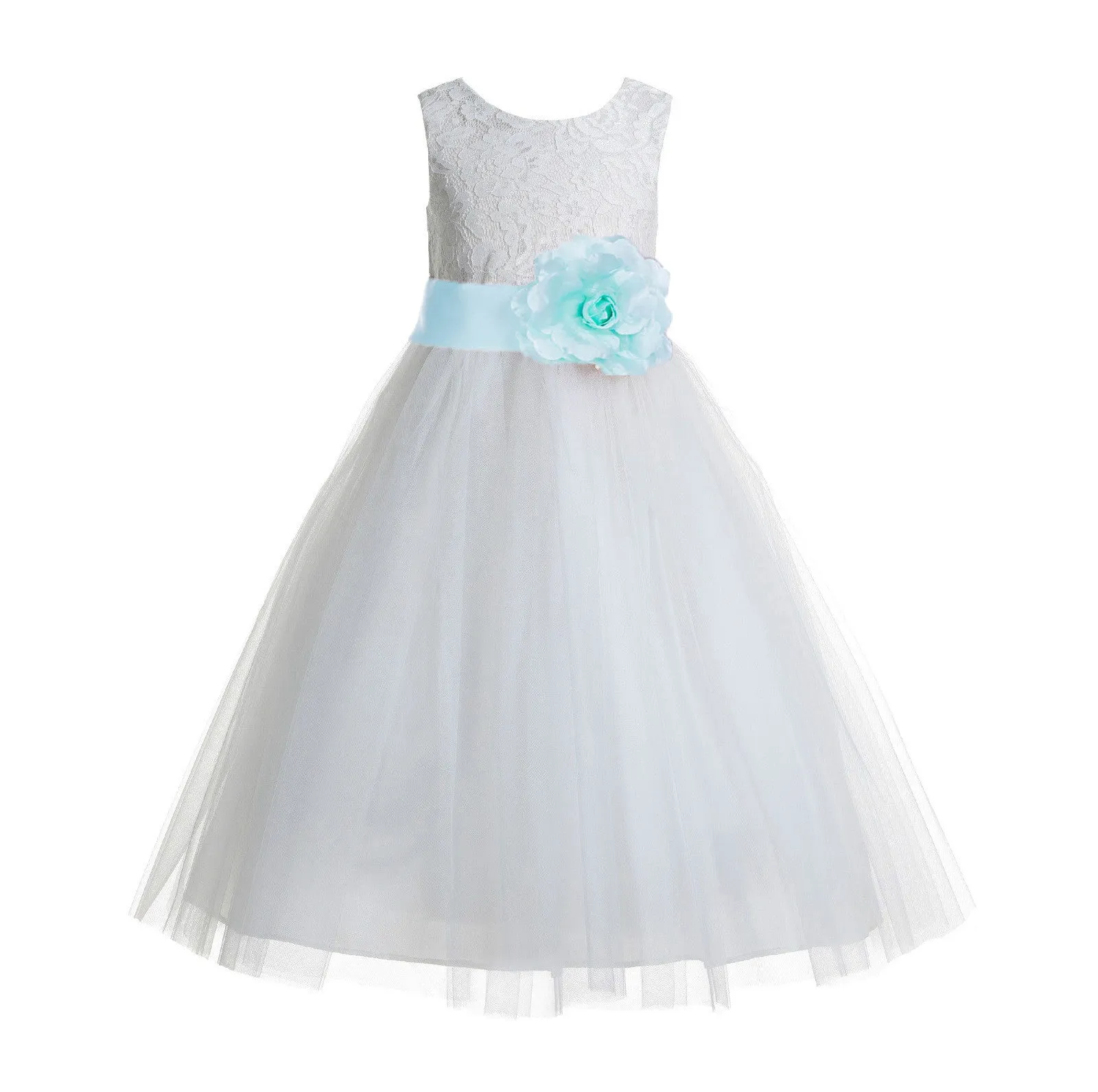 Ivory Floral Lace Heart Cutout Flower Girl Dress Communion Baptism Junior Bridesmaid Dress 172T(5)