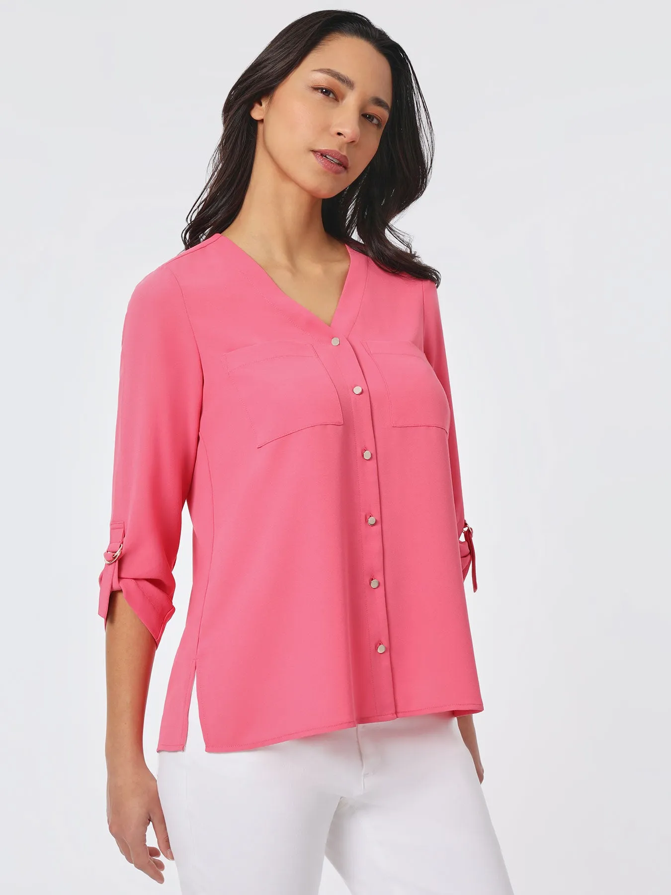 Jasper Crepe Collarless Tunic