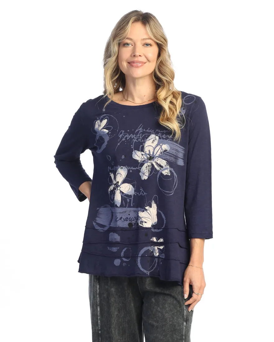 Jet Denim Poppies Cotton Slub Layered Navy Tunic