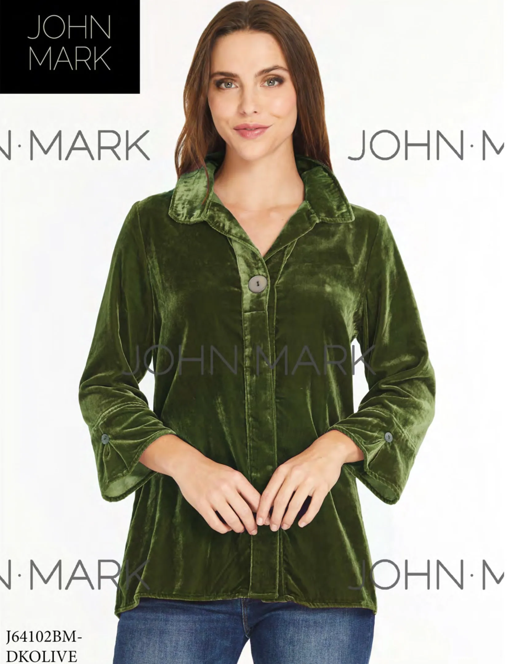 John Mark Velvet Tunic - Dark Olive