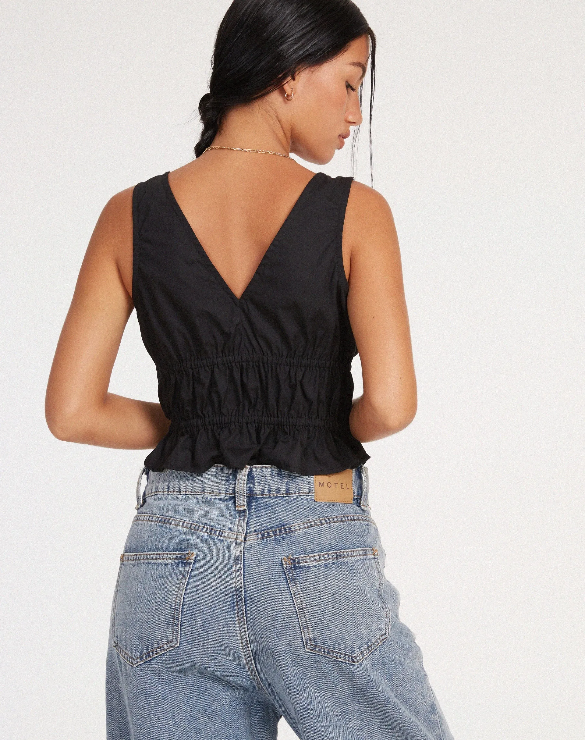 Kayson Crop Top in Poplin Black