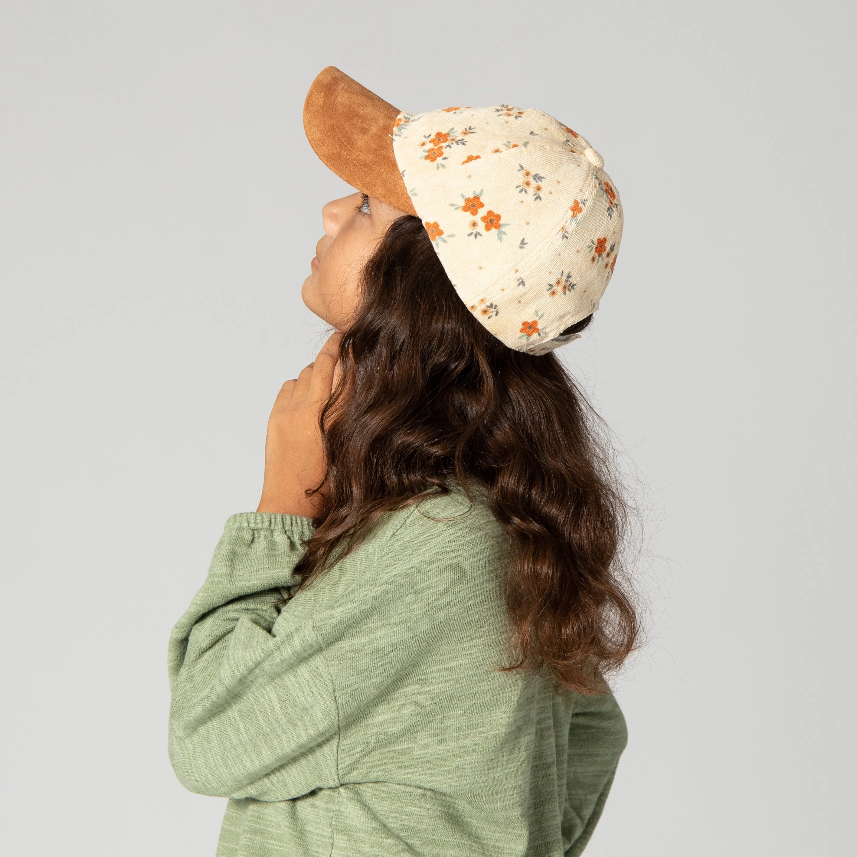 Kid's Corduroy Floral Printed Cap