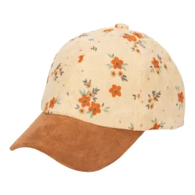 Kid's Corduroy Floral Printed Cap