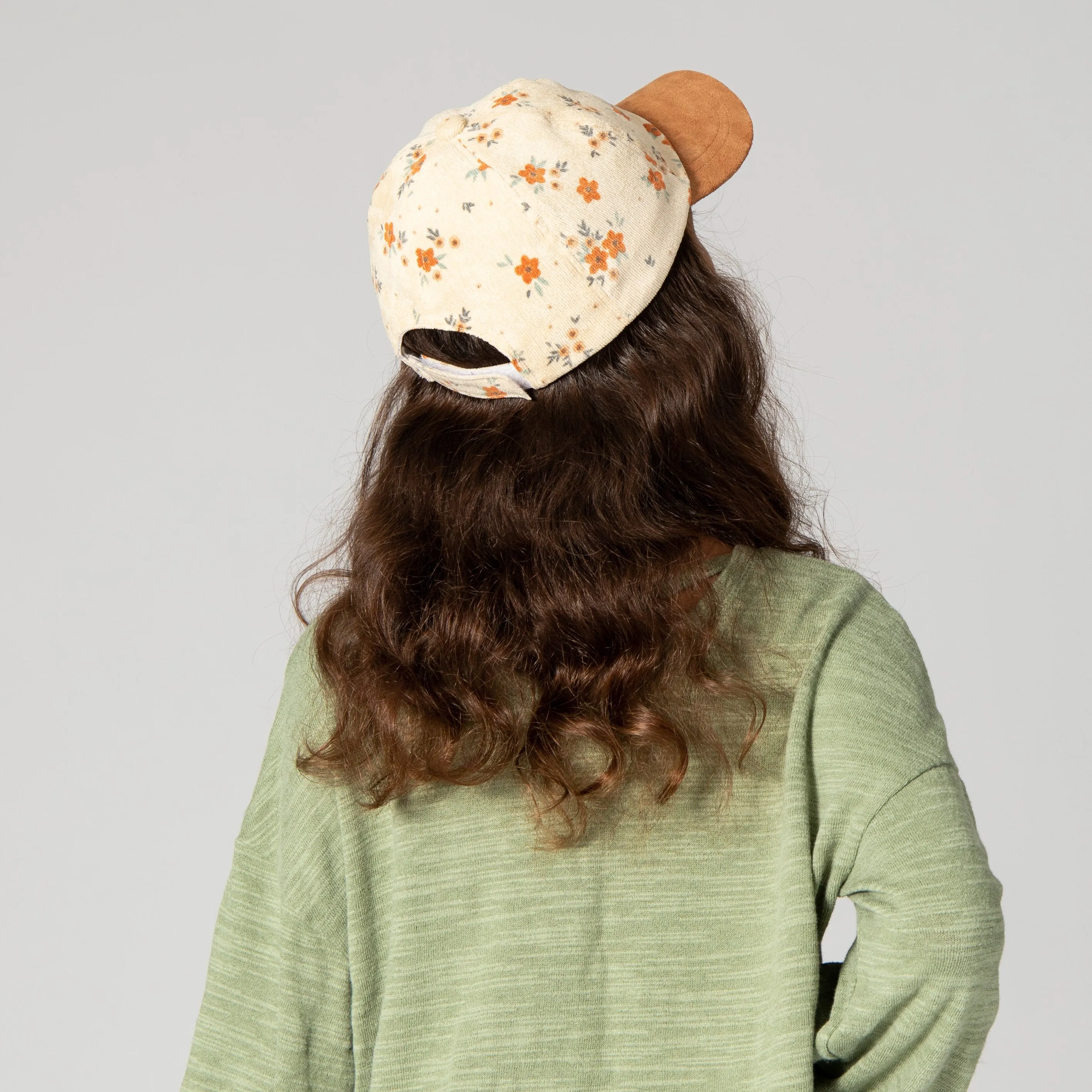 Kid's Corduroy Floral Printed Cap