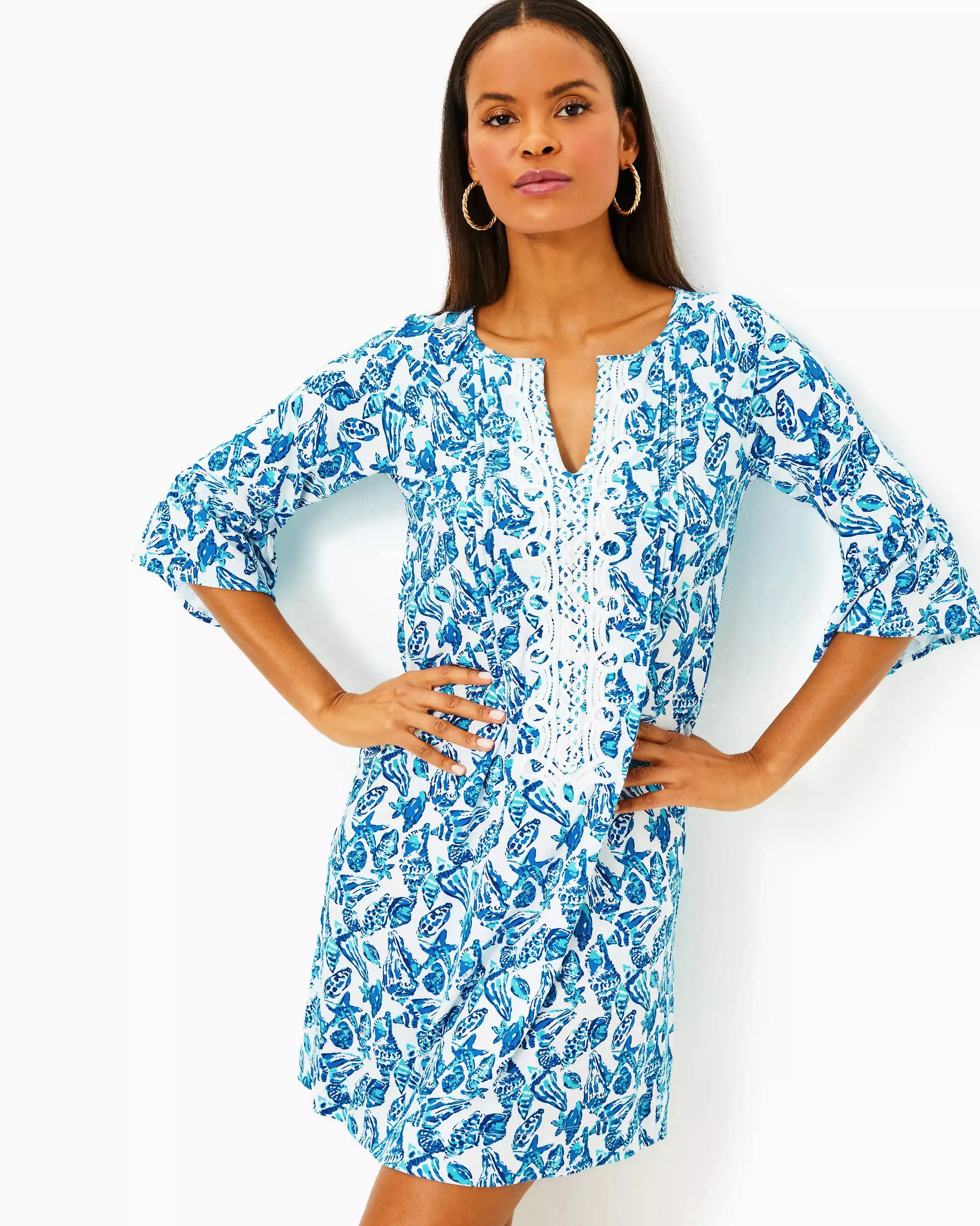 Krysta 3/4 Sleeve Dress (Shell Collector)