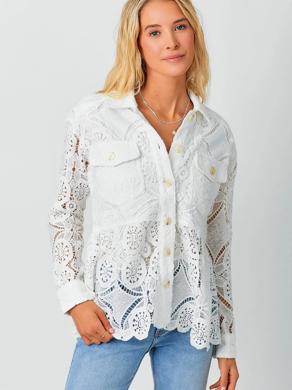 Kyleigh Trucker Jacket - White