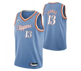 LA Clippers Paul George Fanatics Branded Light Blue 2021/22 Fast Break Replica Jersey - City Edition