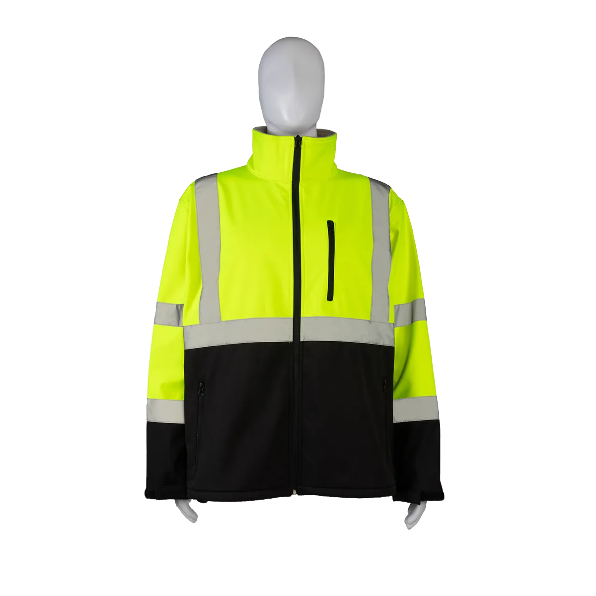 LBSFJ1-C3 ANSI Class 3 LIME/Black Bottom Two Tone Water Resistant Soft Shell Jacket