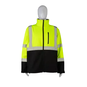 LBSFJ1-C3 ANSI Class 3 LIME/Black Bottom Two Tone Water Resistant Soft Shell Jacket