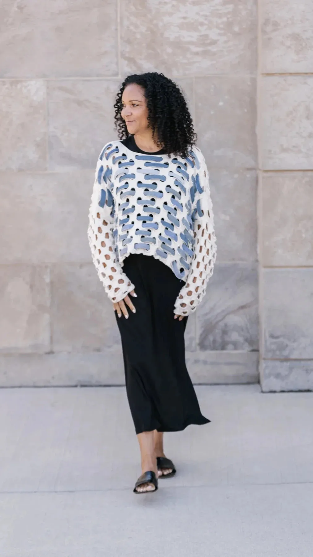 Lenora Pullover - recycled denim #529