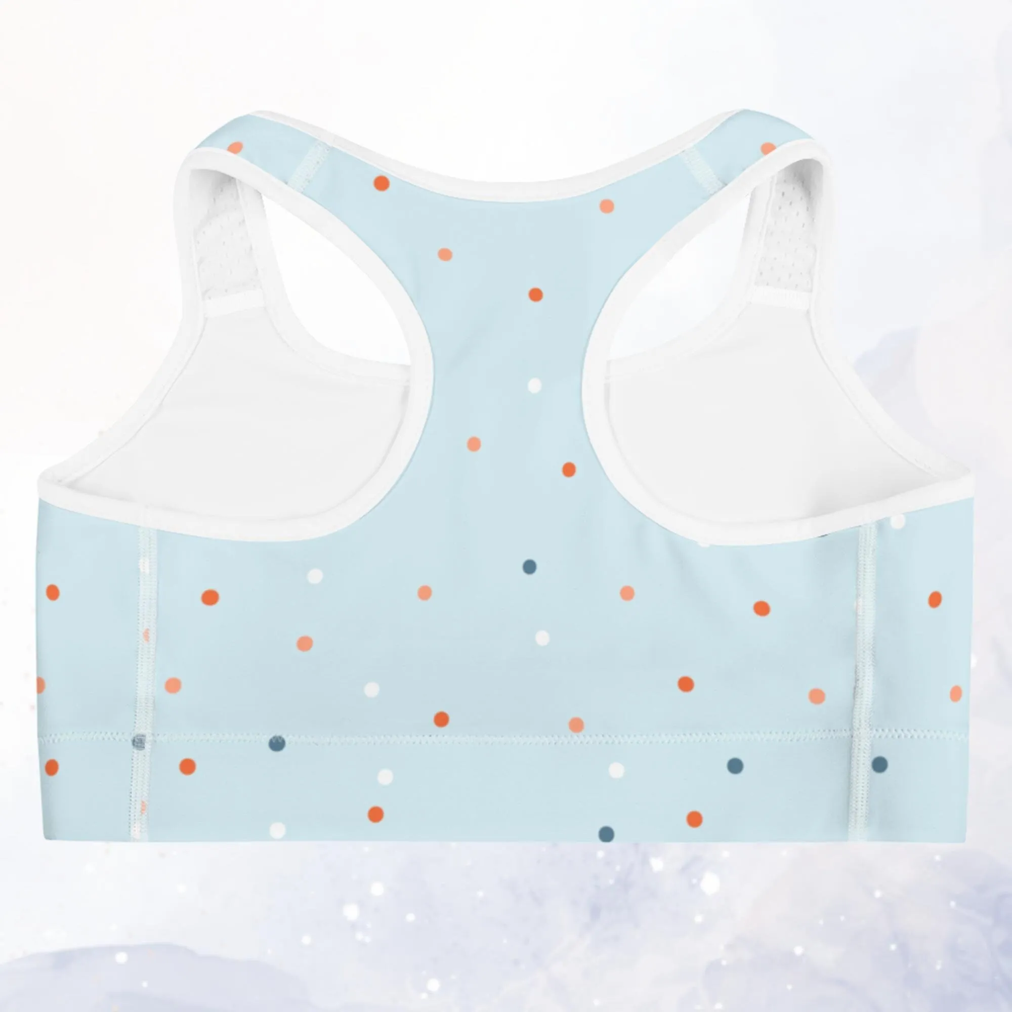 Light Blue Polka Dot Sports Bra and Swim Top