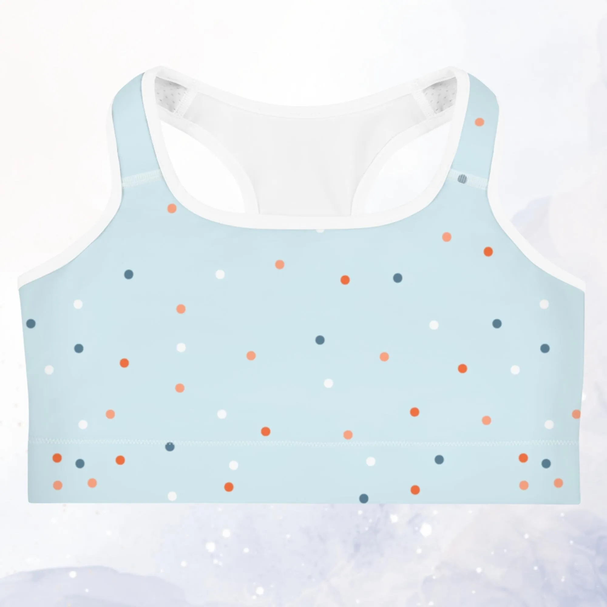 Light Blue Polka Dot Sports Bra and Swim Top