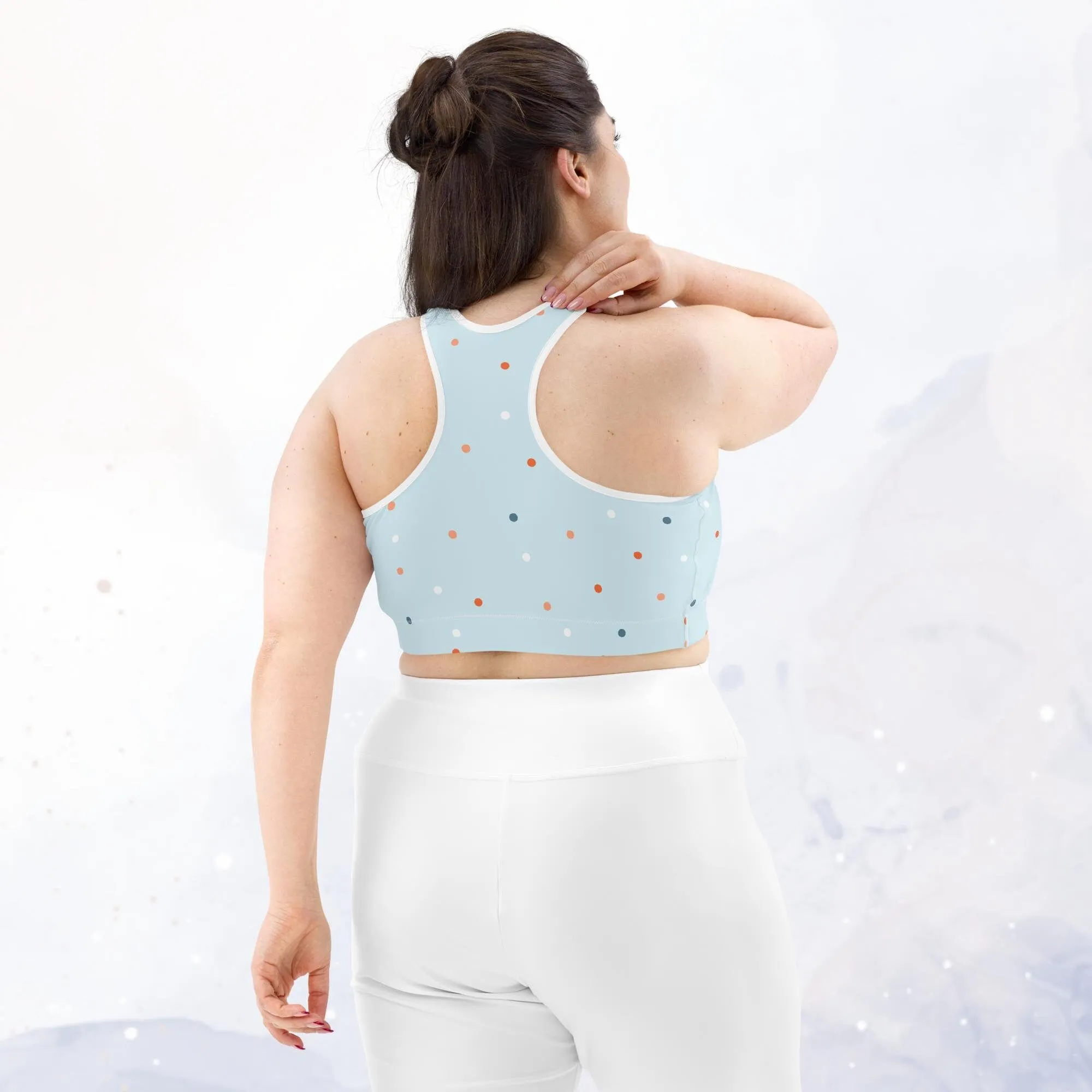 Light Blue Polka Dot Sports Bra and Swim Top