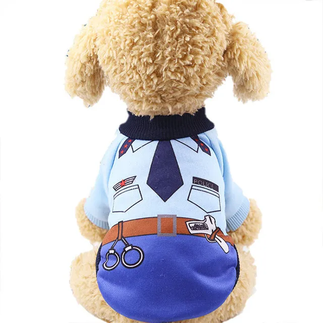 Little Dog Police Outfit Warm Winter Puppy Sweatshirt