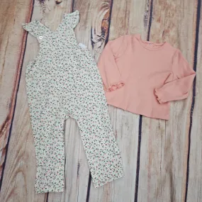 LITTLE ME DITSY FLORAL OVERALL SET