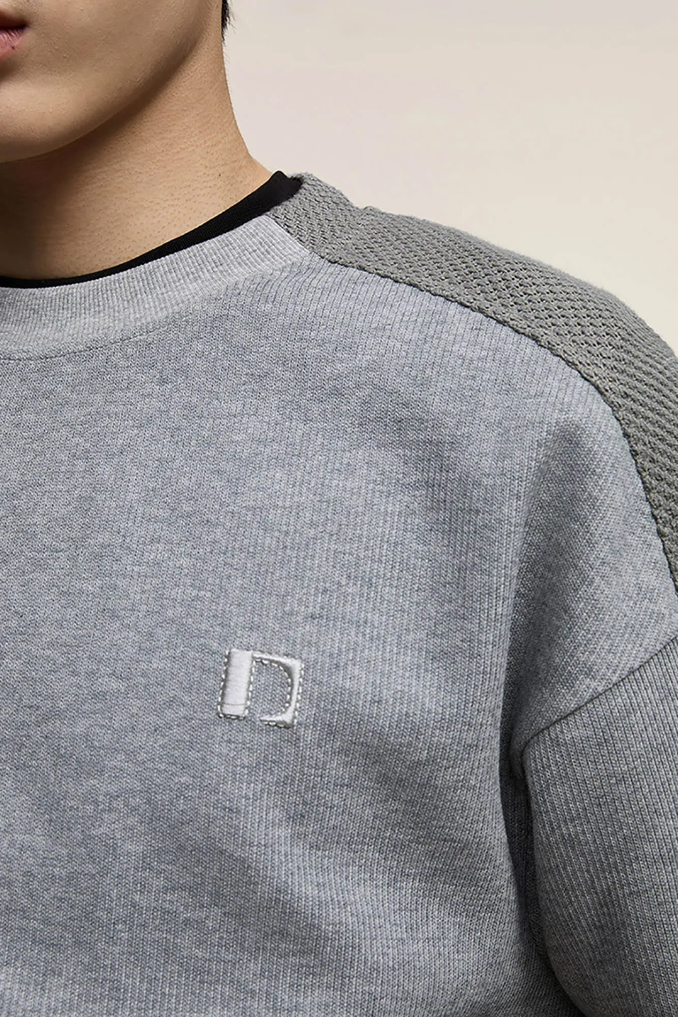 Logo Textured Sleeve Sweatshirt