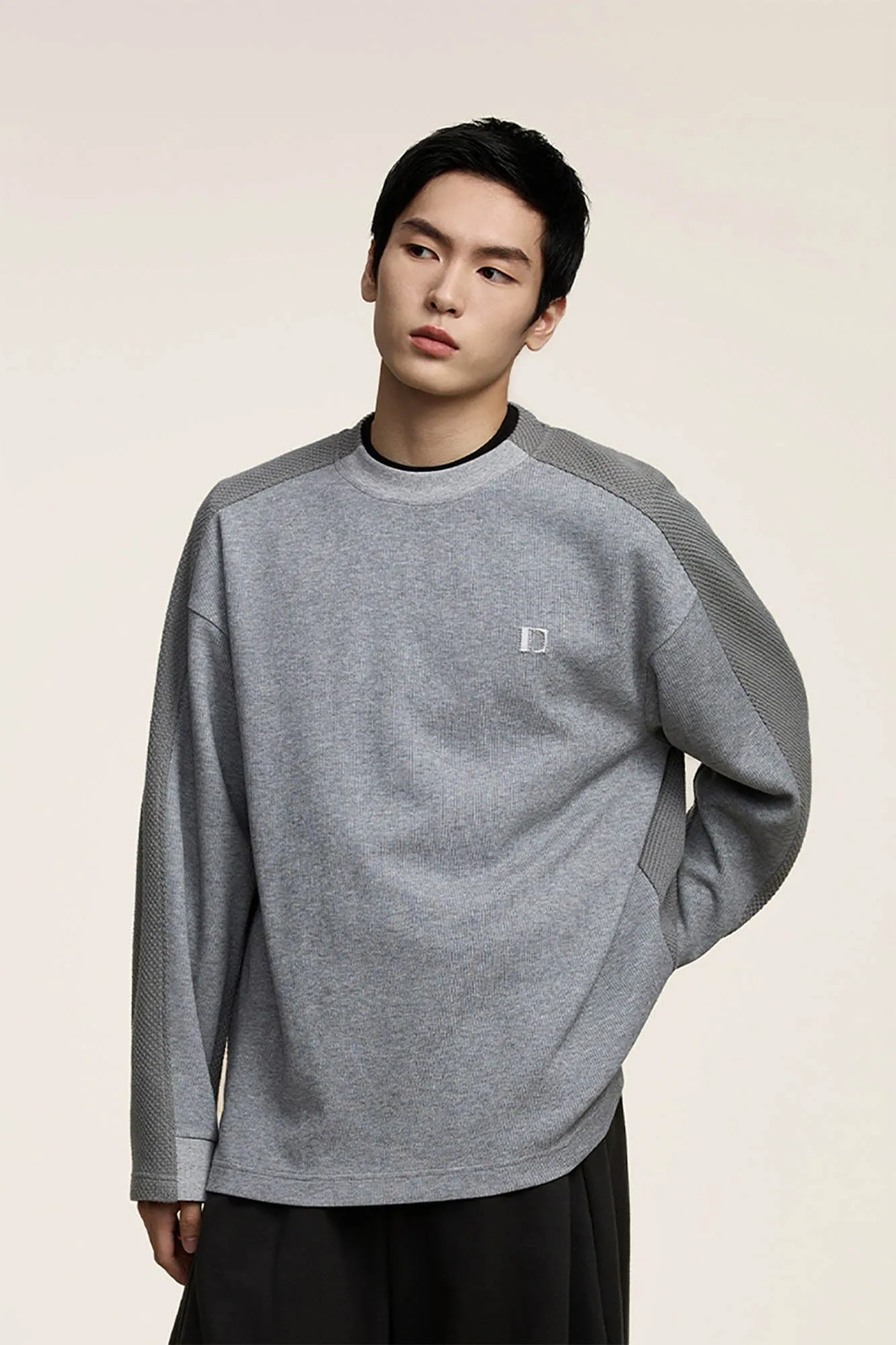 Logo Textured Sleeve Sweatshirt