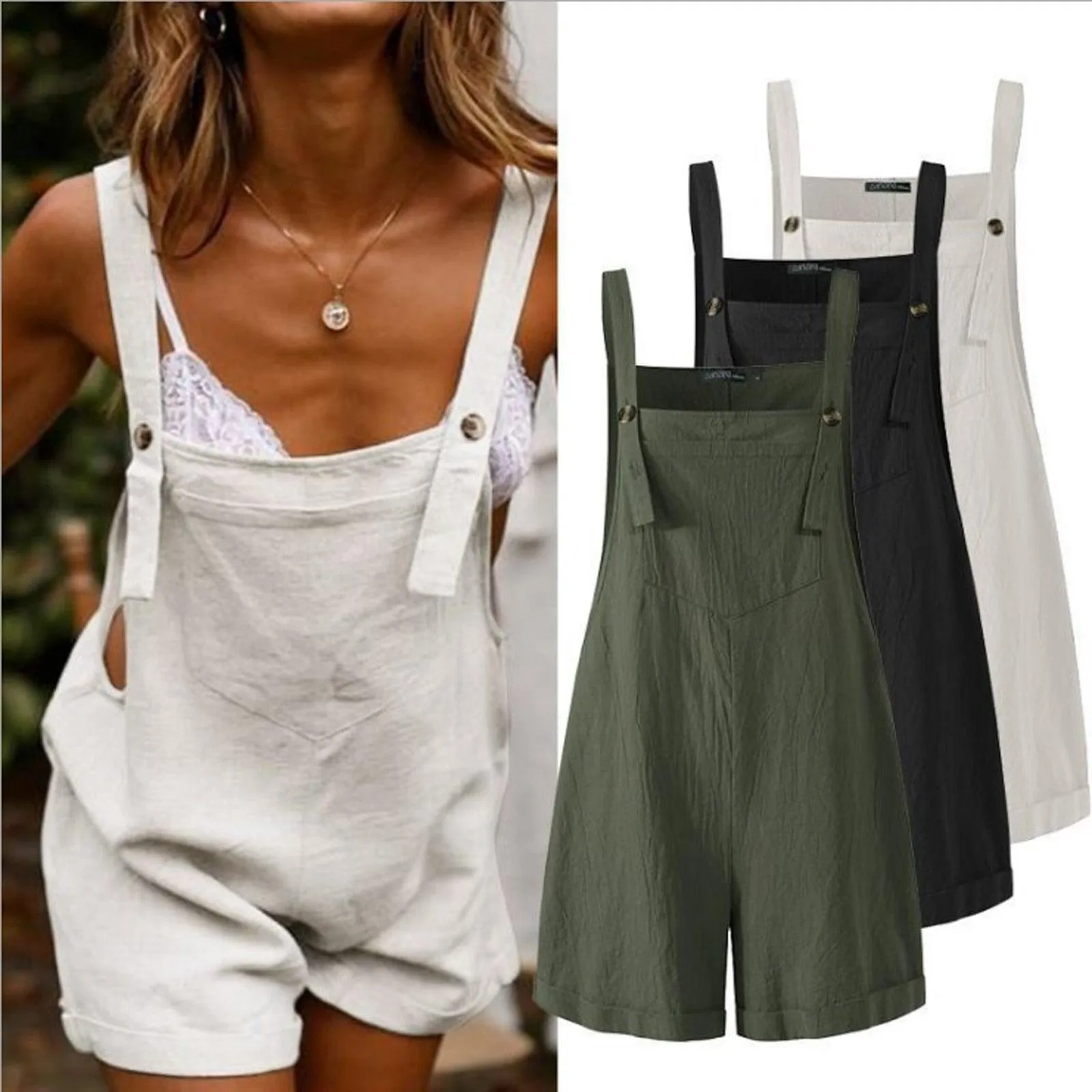 Loose Style Overall Shorts