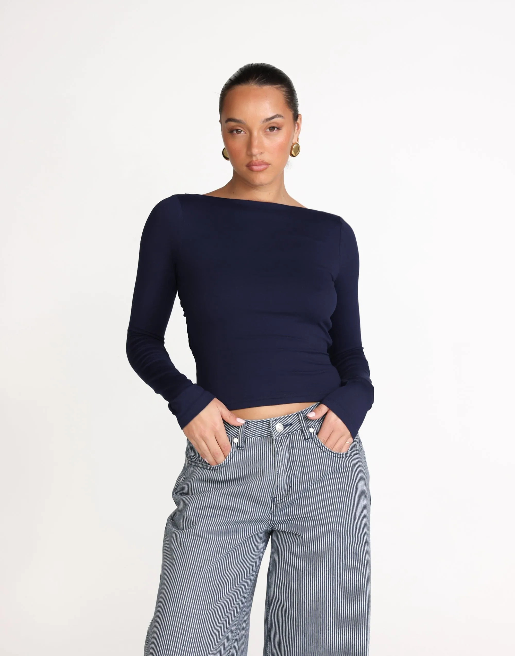 Lowen Long Sleeve Top (Navy)