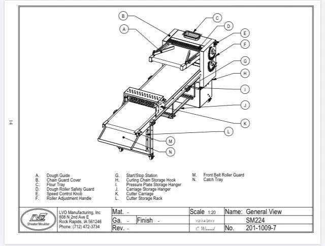 LVO SM224-9 Donut Production Table Sheeter Left to Right Production