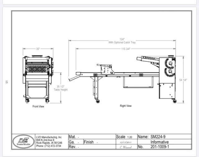 LVO SM224-9 Donut Production Table Sheeter Left to Right Production