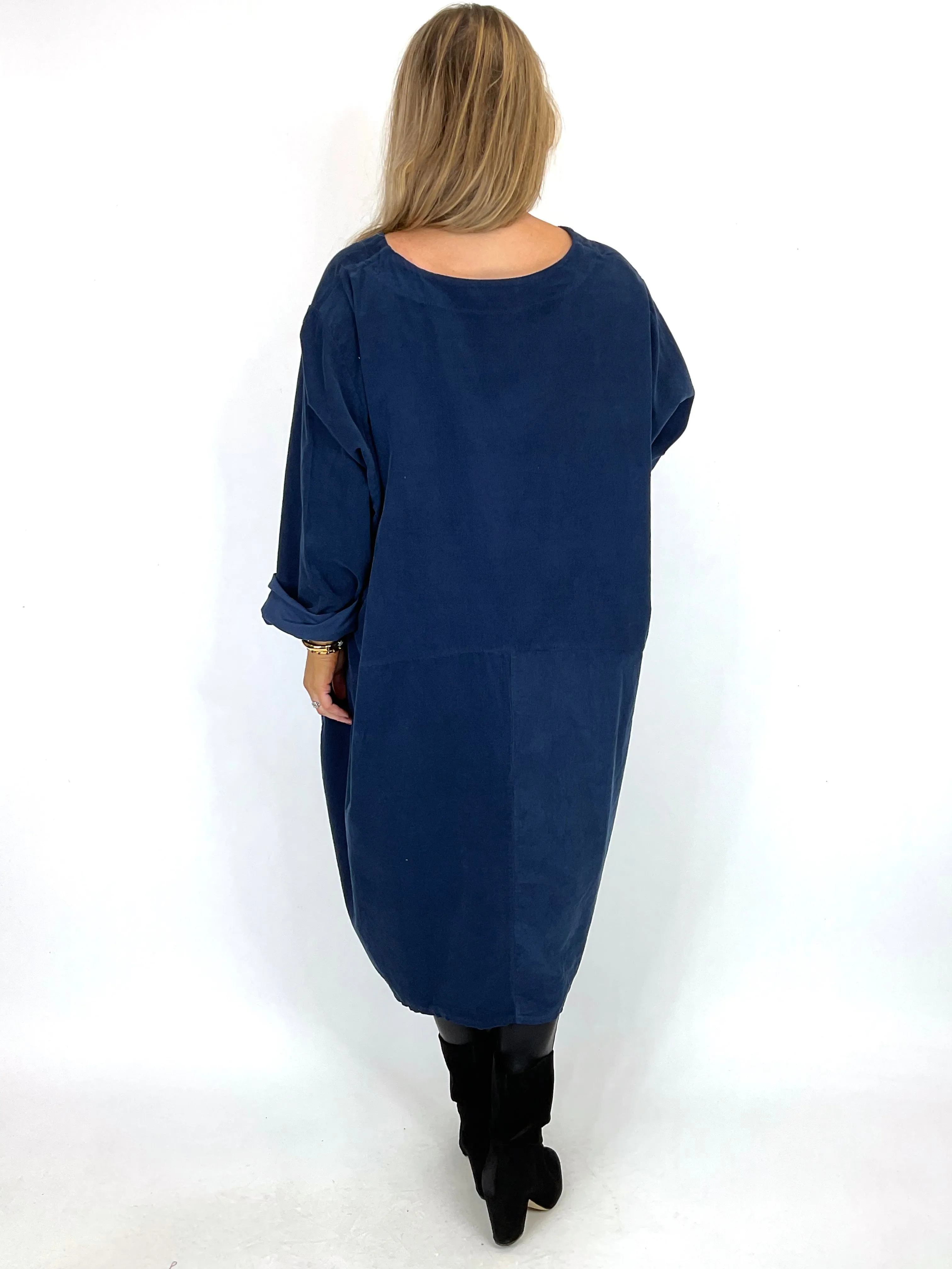 Made in Italy Lagenlook Rona Baby Cord Tunic in Navy . code 90663