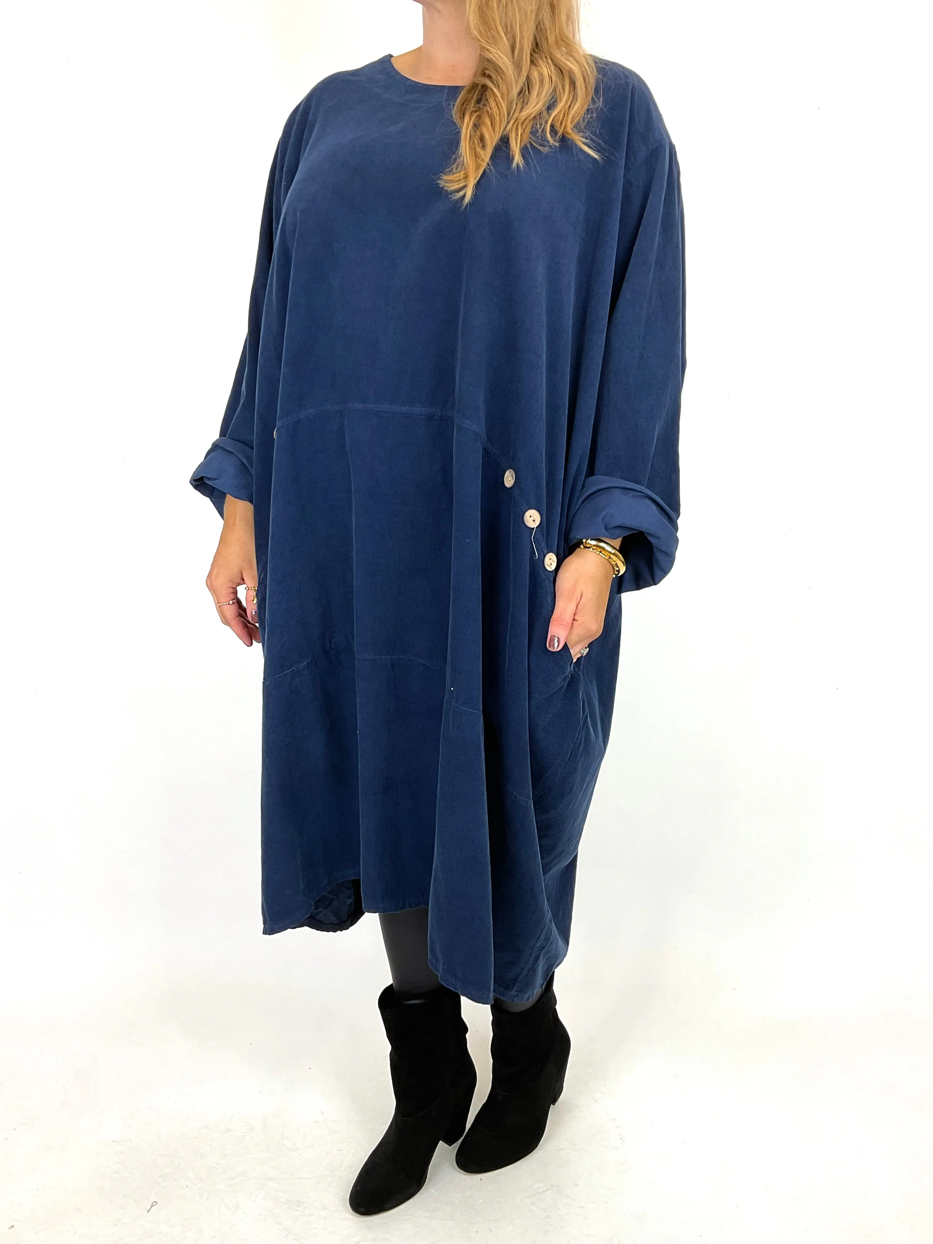 Made in Italy Lagenlook Rona Baby Cord Tunic in Navy . code 90663