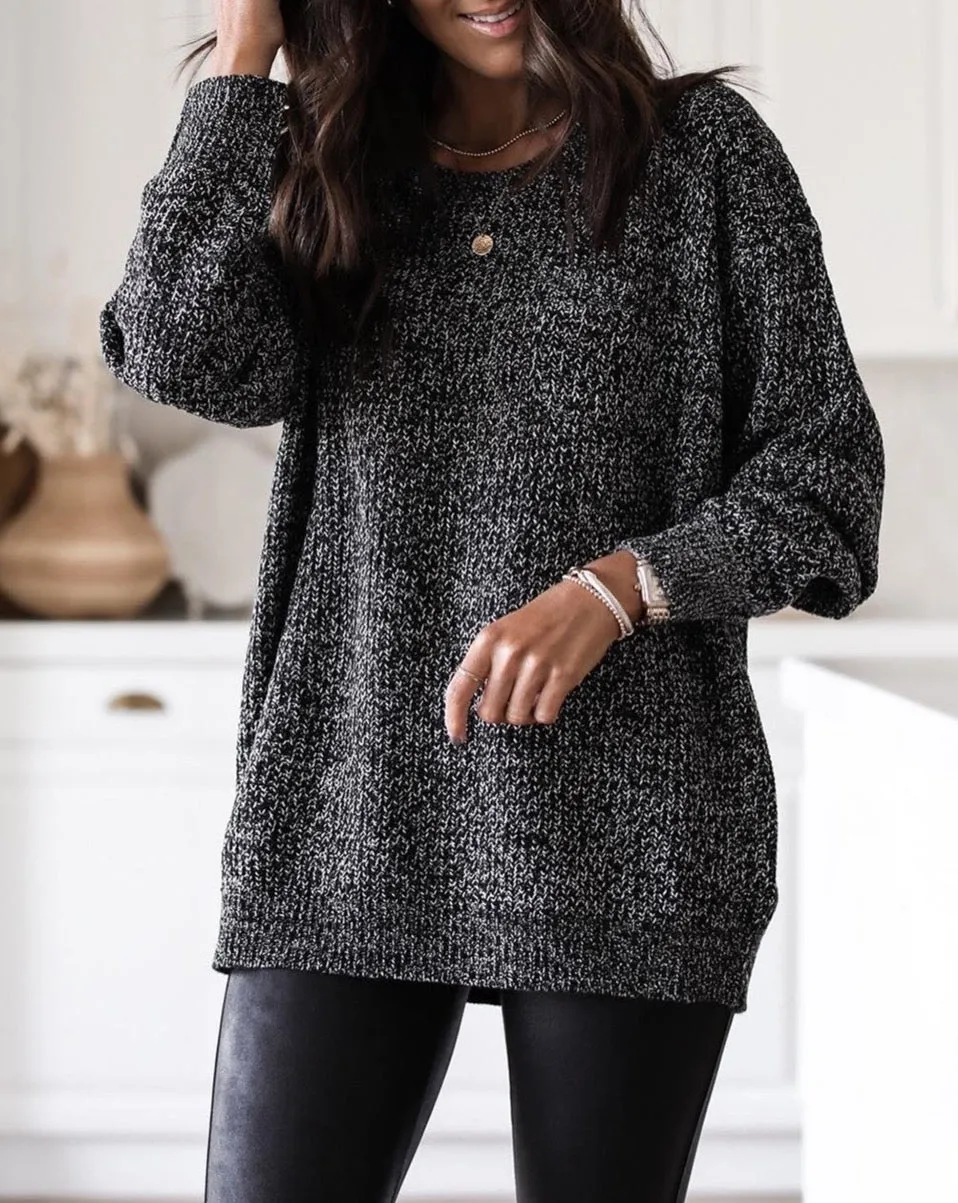 Marled Long Sleeve Tunic Sweater