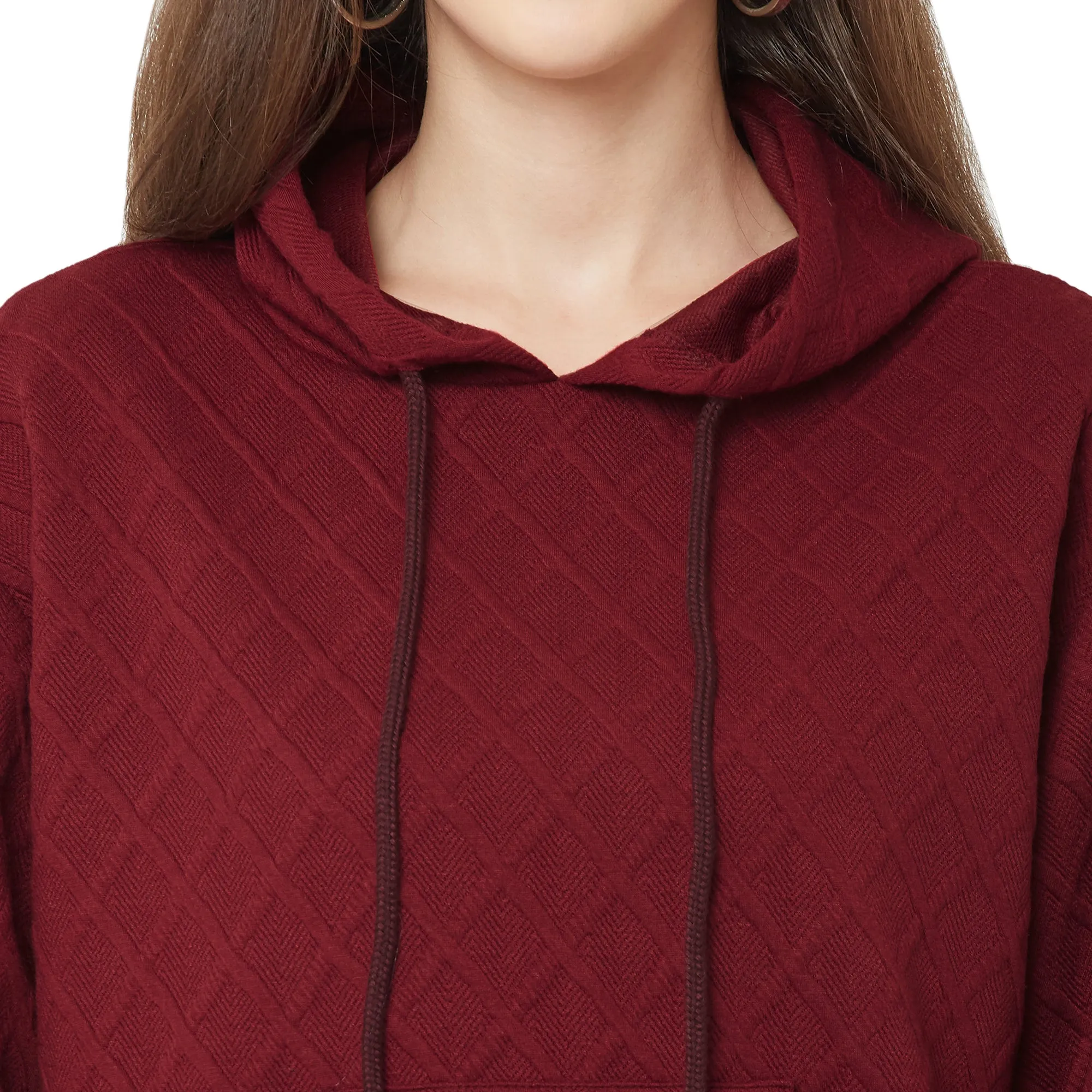 Maroon Sweatshirt with Hood for Women