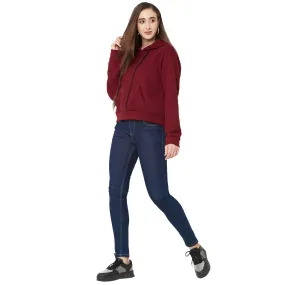 Maroon Sweatshirt with Hood for Women