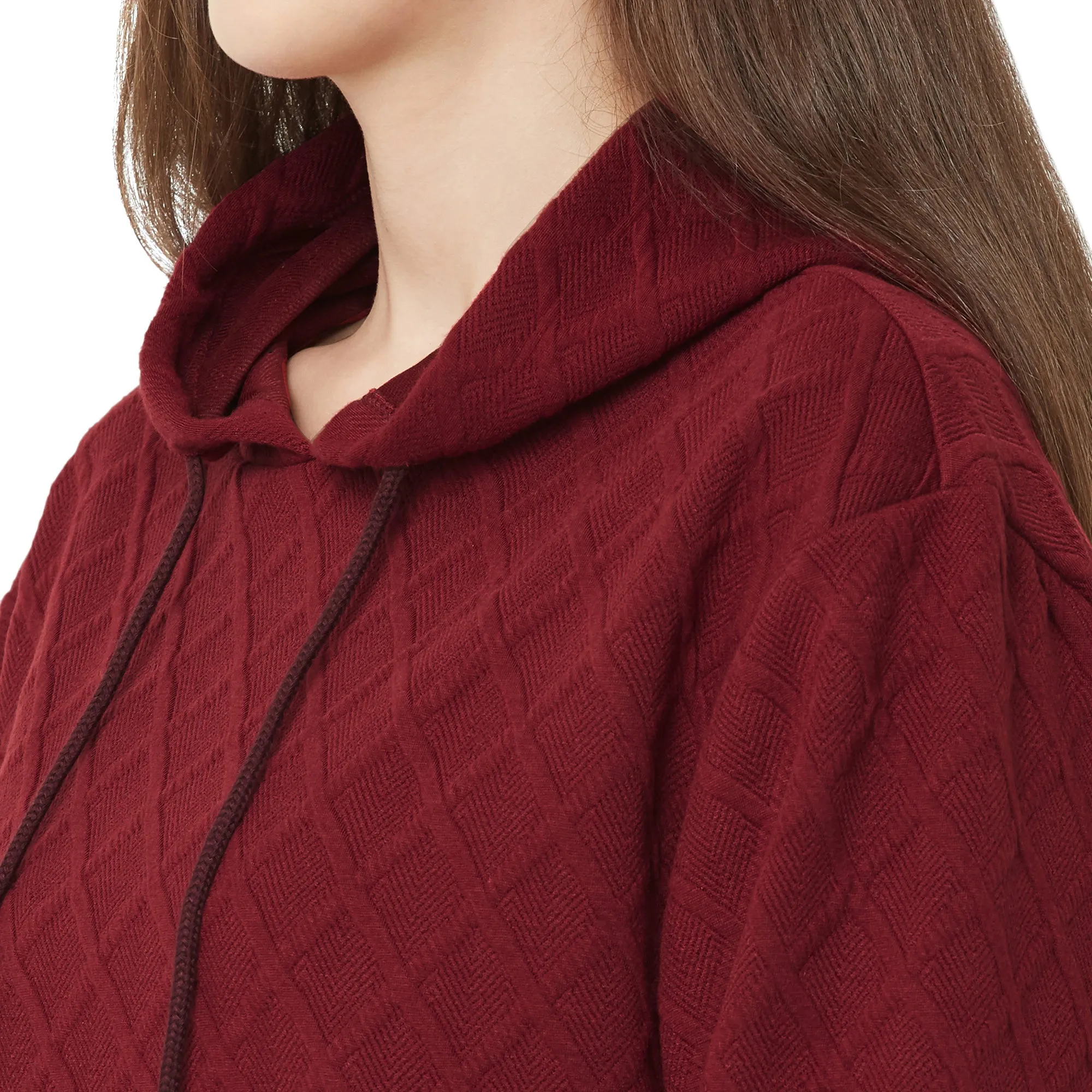 Maroon Sweatshirt with Hood for Women