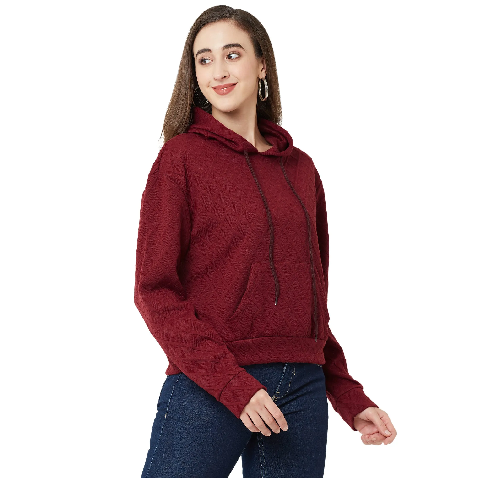 Maroon Sweatshirt with Hood for Women