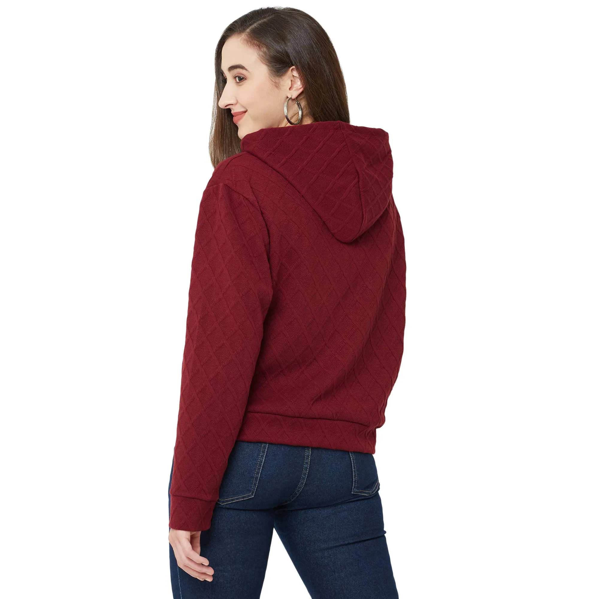 Maroon Sweatshirt with Hood for Women