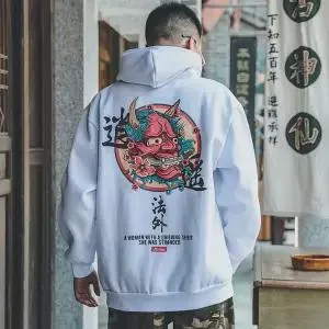 Men Cool Hip Hop Hoodies Japanese Casual Sweatshirts