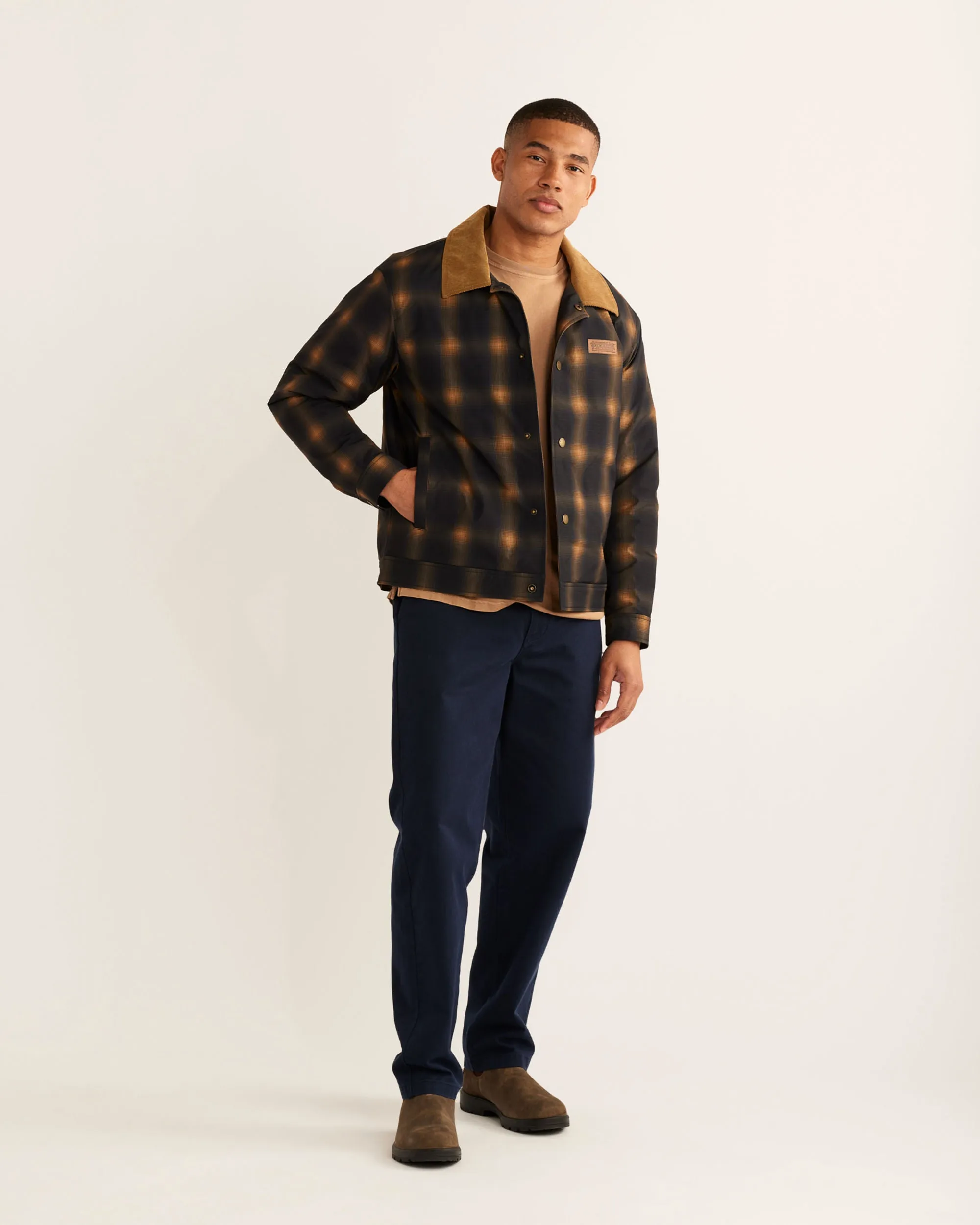 Men's Pendleton | Pedro Stadium Trucker Jacket | Navy Gold Plaid