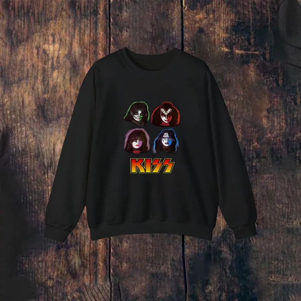 Mens Vintage Four Character Portraits Long Sleeve Sweatshirt